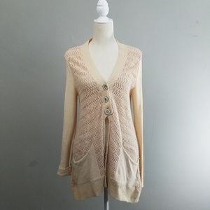 Free People | Open Front Pink Long Cardigan